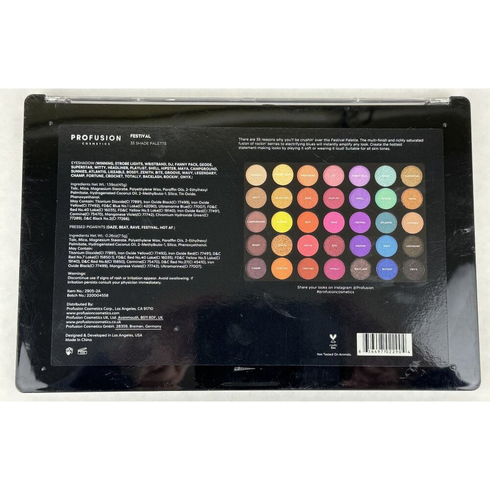 Profusion 35 Shade Festival Eyeshadow Palette Vibrant Multi-Finish Makeup NEW - Picture 3 of 7